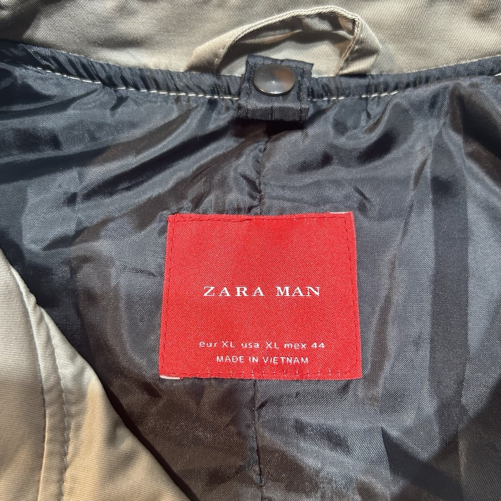 Zara Man Hidden Button Car Coat Technical Trench Jacket Beige Mens Sz XL - Picture 5 of 12